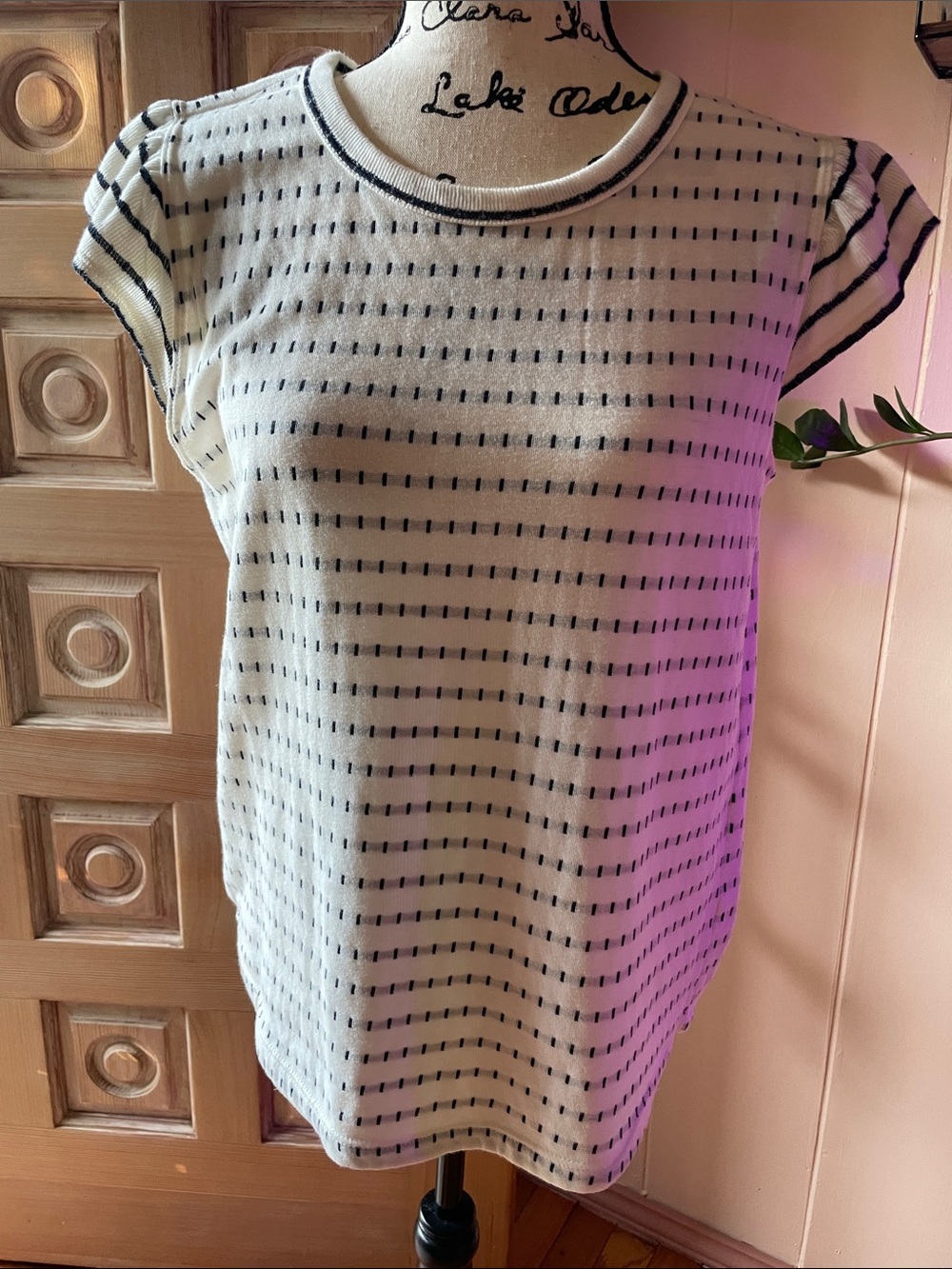 Staccato Cream Tank Top with Black Dotted Stripes stitch fix top